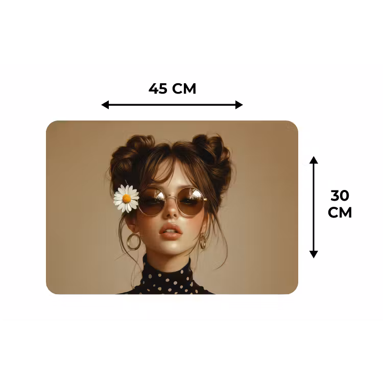 Vrouw - Beige - Bloem - Modern - Portret Placemat vinyl groot -specs