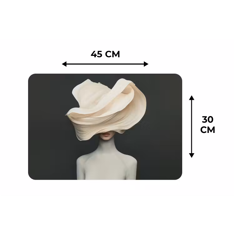 Vrouw - Beige - hoed Placemat vinyl groot -specs