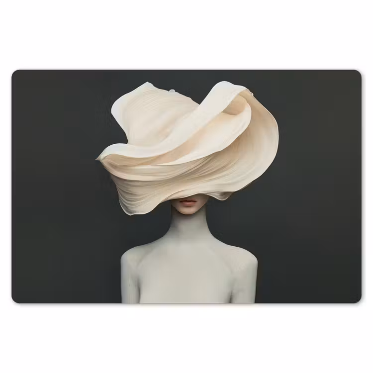 Vrouw - Beige - hoed Placemat vinyl groot -zzsfeer1_Kitchenyeah-website