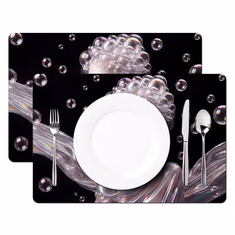 Vrouw - Bellen - Abstract - Kleurrijk Placemat vinyl groot -zzsfeer2_Kitchenyeah-website
