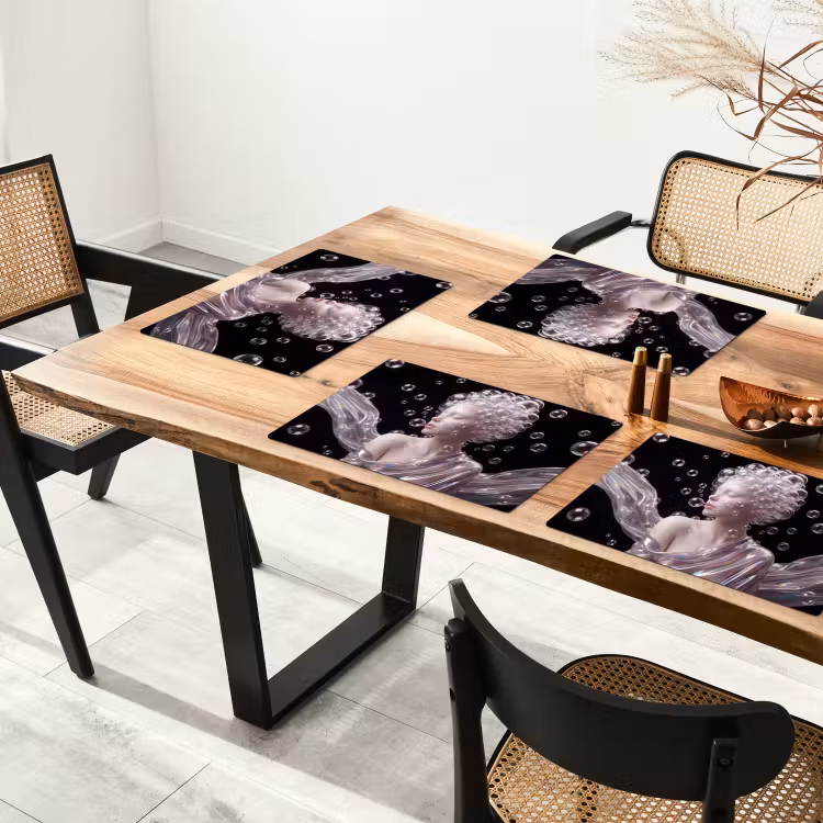 Vrouw - Bellen - Abstract - Kleurrijk Placemat vinyl groot -zzsfeer4_Kitchenyeah-website
