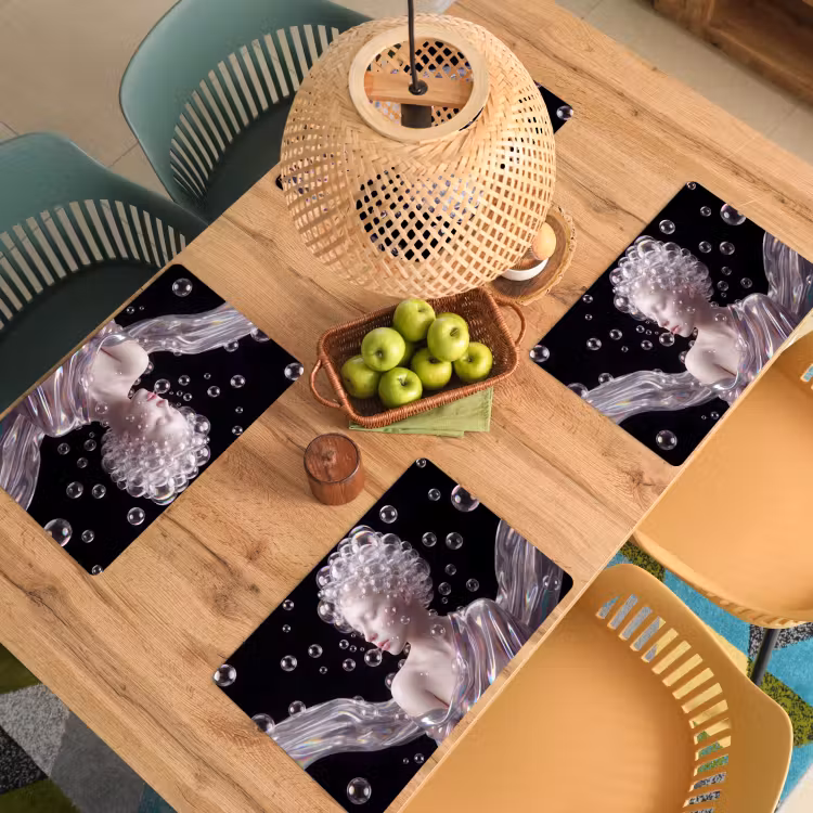 Vrouw - Bellen - Abstract - Kleurrijk Placemat vinyl groot -zzsfeer5_Kitchenyeah-website
