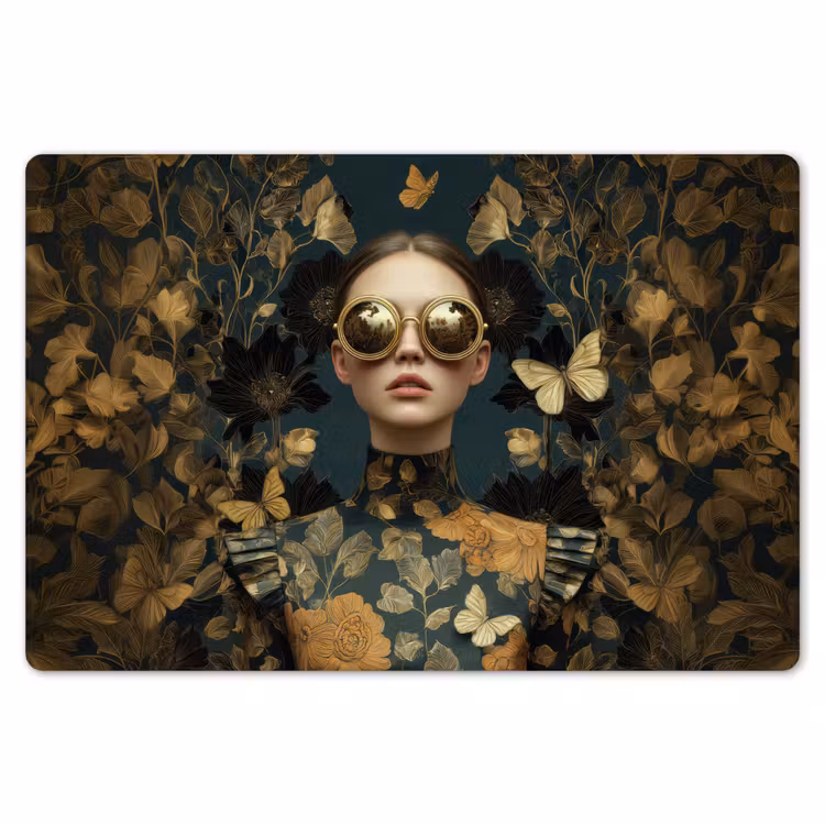 Vrouw - Bladeren - Goud - Vlinders Placemat vinyl groot -zzsfeer1_Kitchenyeah-website