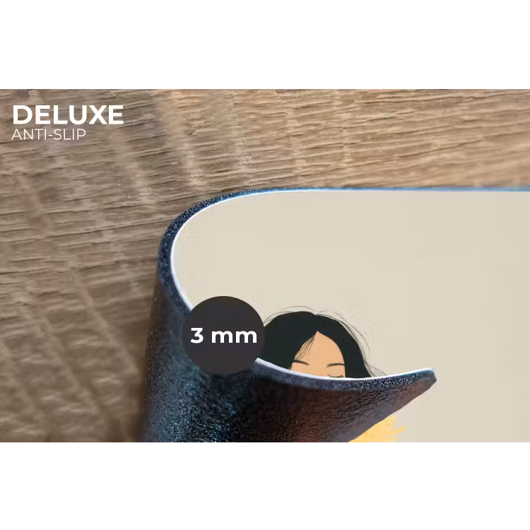 Vrouw - Bloem - Geel - Minimalistisch Placemat vinyl groot -closeup