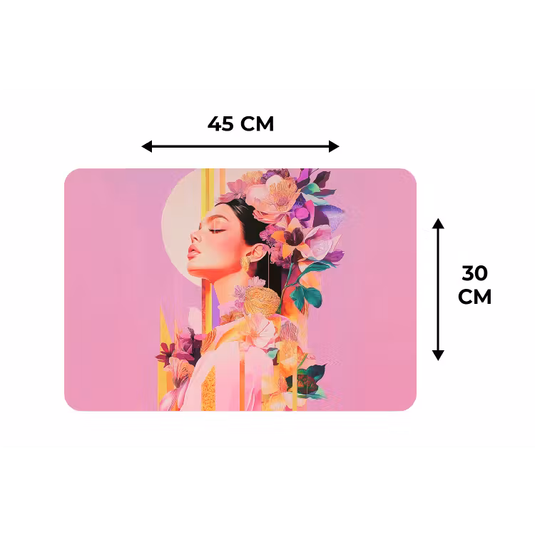 Vrouw - Bloemen - Paars - Abstract Placemat vinyl groot -specs