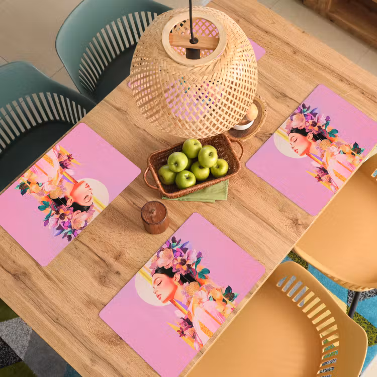 Vrouw - Bloemen - Paars - Abstract Placemat vinyl groot -zzsfeer5_Kitchenyeah-website