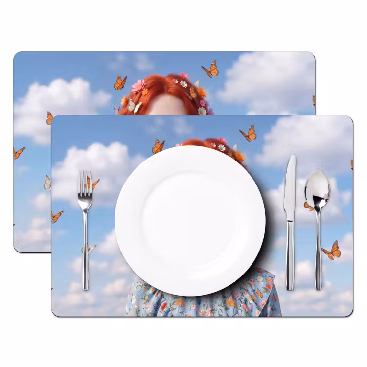 Vrouw - Bloemen - Zomer - Portret - Kleurrijk Placemat vinyl groot -zzsfeer2_Kitchenyeah-website