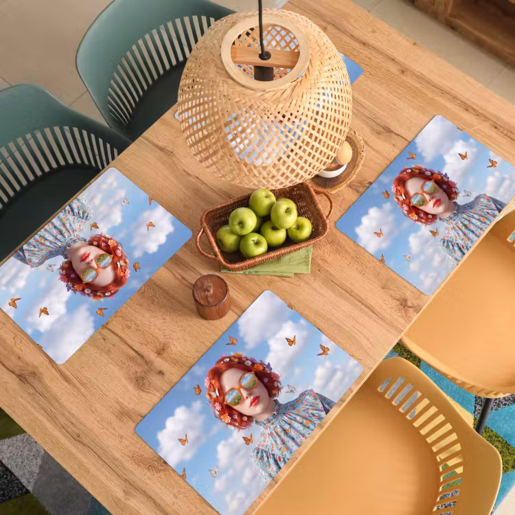 Vrouw - Bloemen - Zomer - Portret - Kleurrijk Placemat vinyl groot -zzsfeer5_Kitchenyeah-website