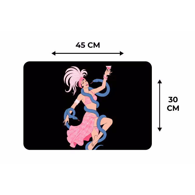Vrouw - Danseres - Slangen - Art Deco - Roze Placemat vinyl groot -specs