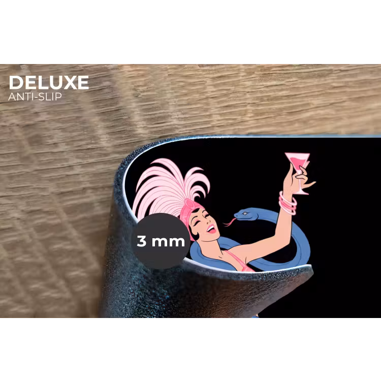 Vrouw - Danseres - Slangen - Art Deco - Roze Placemat vinyl groot -closeup