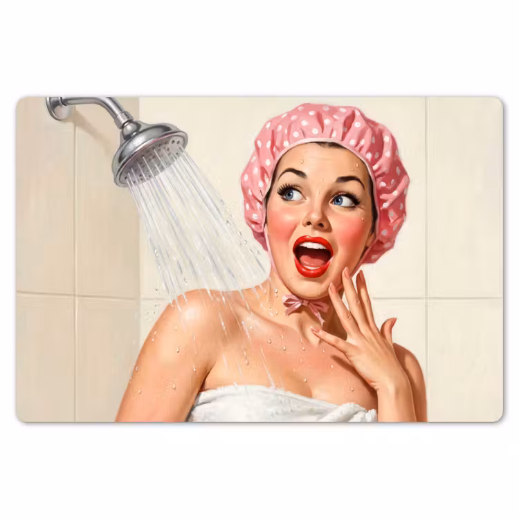 Vrouw - Douche - Roze Placemat vinyl groot -zzsfeer1_Kitchenyeah-website