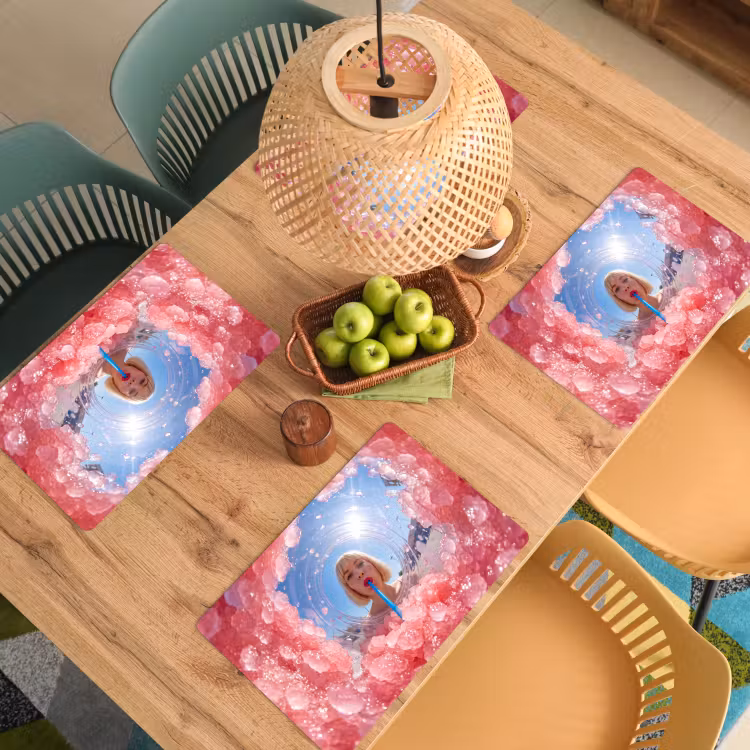 Vrouw - Drank - Zomer - Roze - Blauw Placemat vinyl groot -zzsfeer5_Kitchenyeah-website