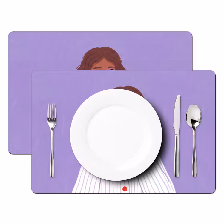 Vrouw - Gezicht - Mensen - Abstract - Kleurrijk Placemat vinyl groot -zzsfeer2_Kitchenyeah-website