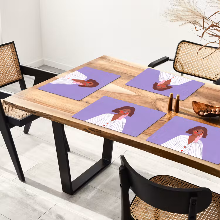Vrouw - Gezicht - Mensen - Abstract - Kleurrijk Placemat vinyl groot -zzsfeer4_Kitchenyeah-website