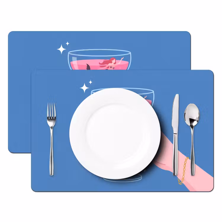 Vrouw - Glas - Abstract - Roze - Blauw Placemat vinyl groot -zzsfeer2_Kitchenyeah-website