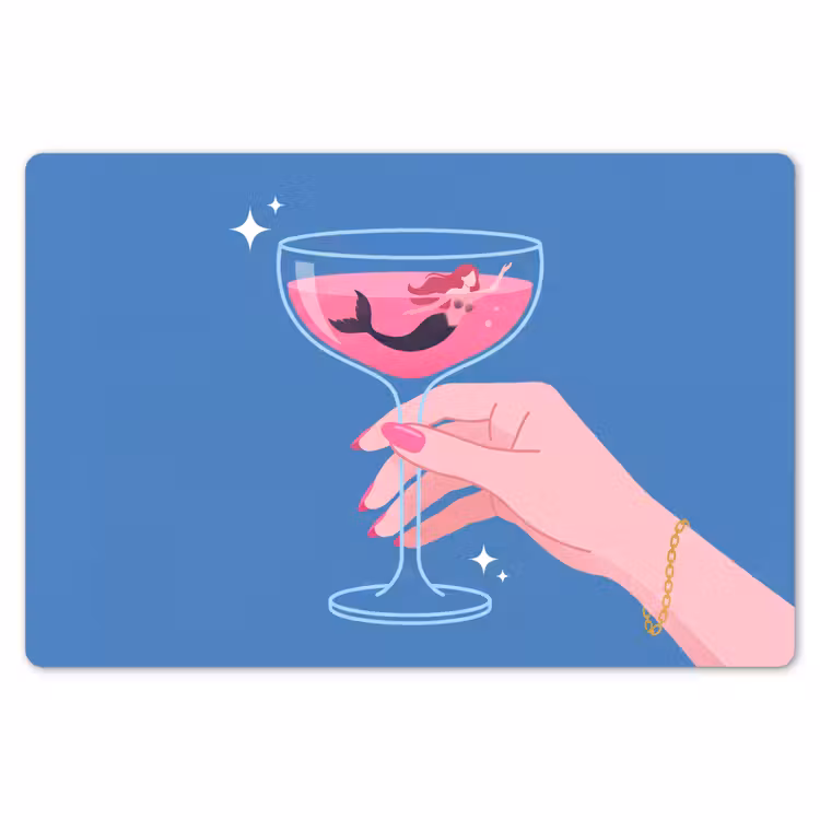 Vrouw - Glas - Abstract - Roze - Blauw Placemat vinyl groot -zzsfeer1_Kitchenyeah-website