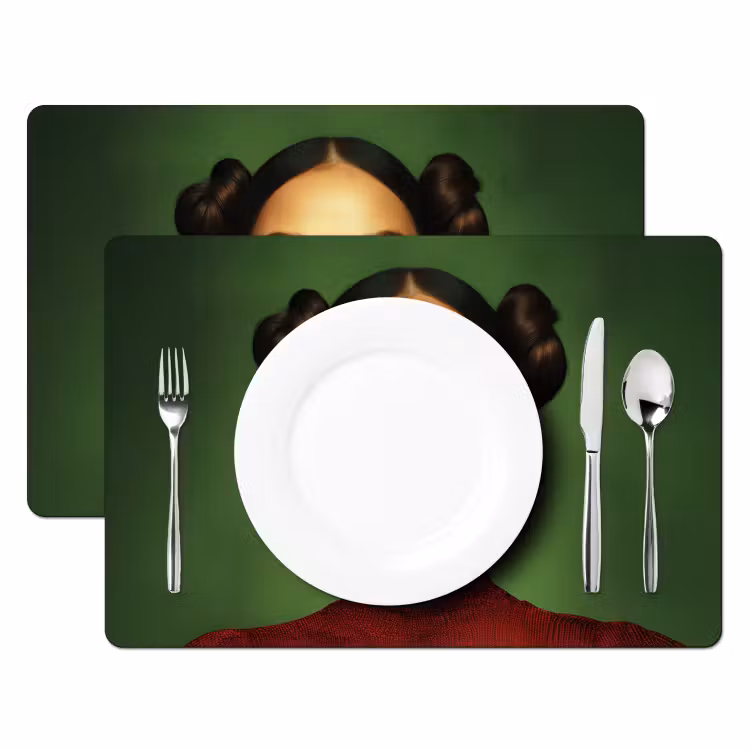 Vrouw - Groen - Bril - Aesthetic - Modern Placemat vinyl groot -zzsfeer2_Kitchenyeah-website