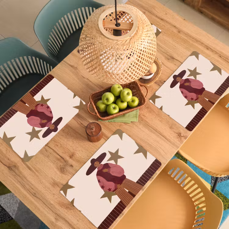 Vrouw - Hoed - Abstract - Modern - Portret Placemat vinyl groot -zzsfeer5_Kitchenyeah-website