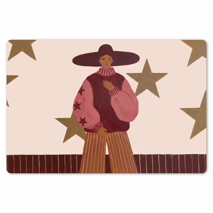 Vrouw - Hoed - Abstract - Modern - Portret Placemat vinyl groot -zzsfeer1_Kitchenyeah-website