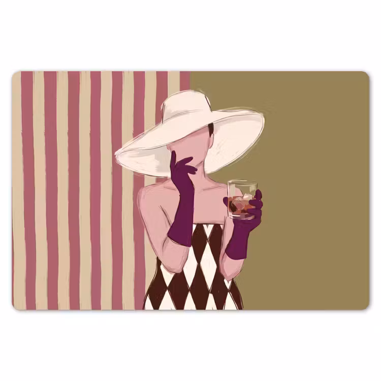 Vrouw - Hoed - Mode - Abstract - Kleurrijk Placemat vinyl groot -zzsfeer1_Kitchenyeah-website