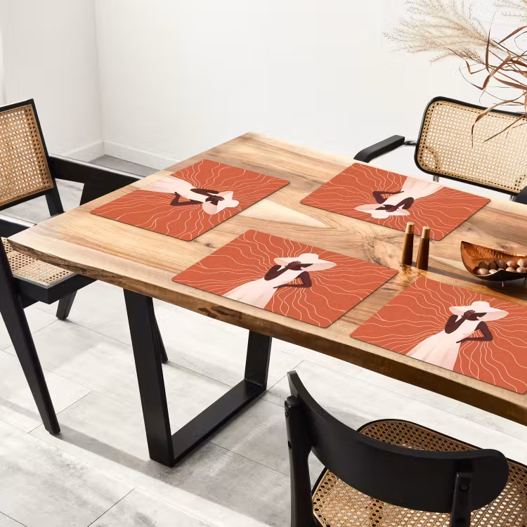 Vrouw - Hoed - Portret - Modern - Beige Placemat vinyl groot -zzsfeer4_Kitchenyeah-website