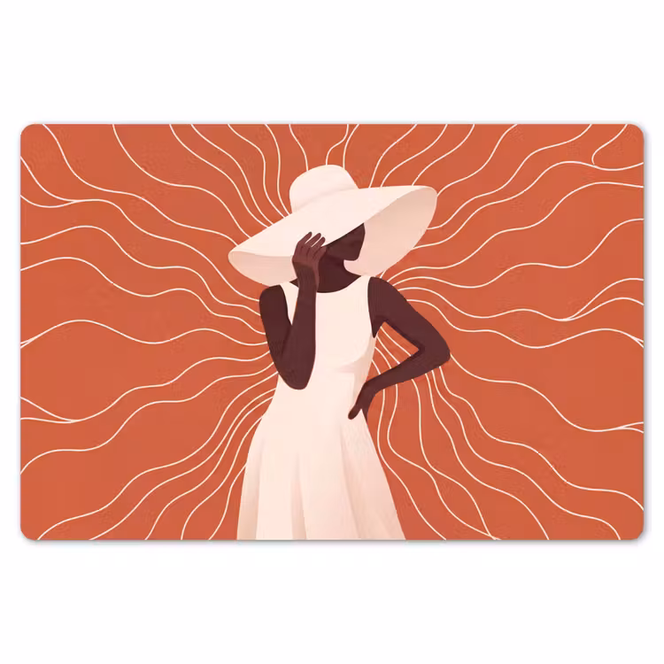 Vrouw - Hoed - Portret - Modern - Beige Placemat vinyl groot -zzsfeer1_Kitchenyeah-website