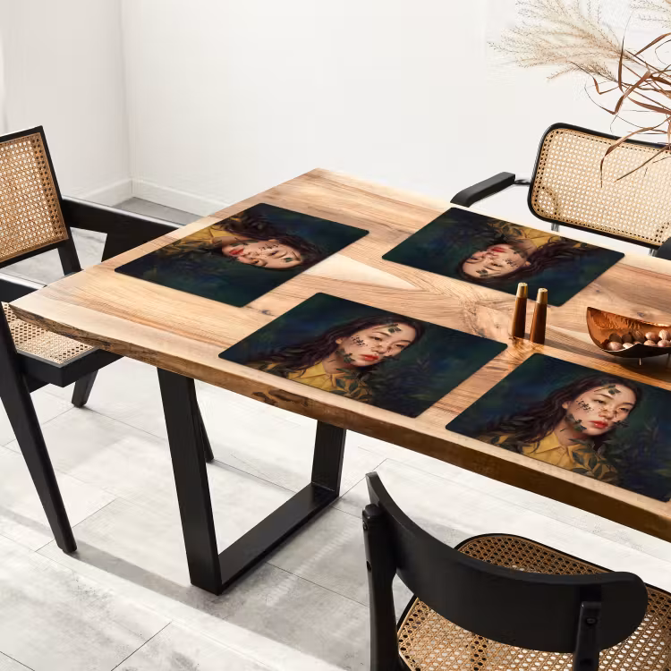 Vrouw - Insecten - Natuur - Portret - Groen Placemat vinyl groot -zzsfeer4_Kitchenyeah-website