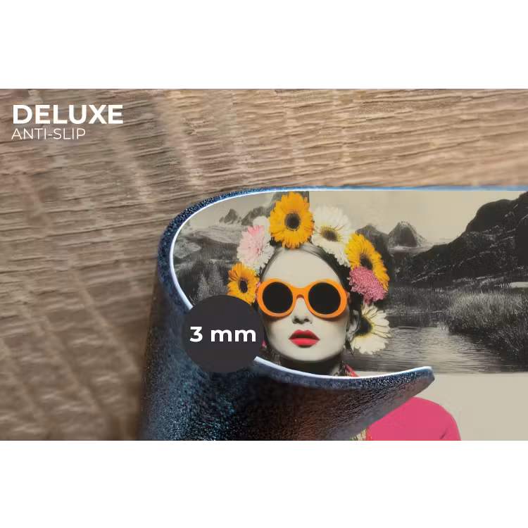 Vrouw - Kat - Bloemen - Kopje - Retro Placemat vinyl groot -closeup