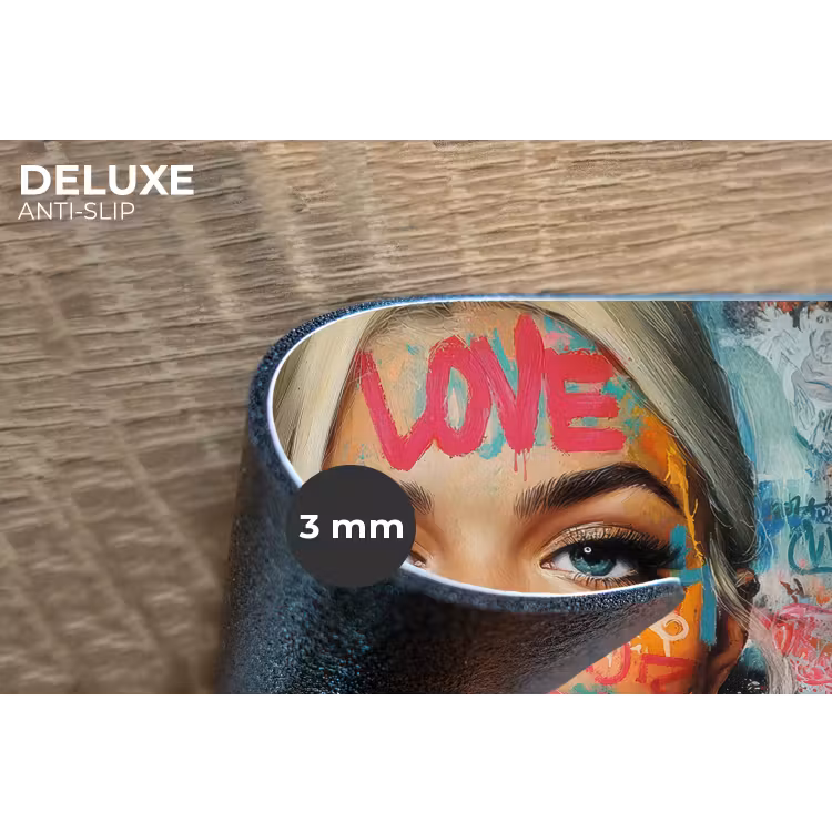 Vrouw - Kauwgom - Graffiti - Love Placemat vinyl groot -closeup
