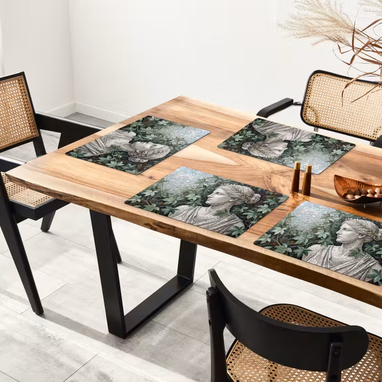 Vrouw - Klassiek - Mozaiëk - Natuur - Groen Placemat vinyl groot -zzsfeer4_Kitchenyeah-website