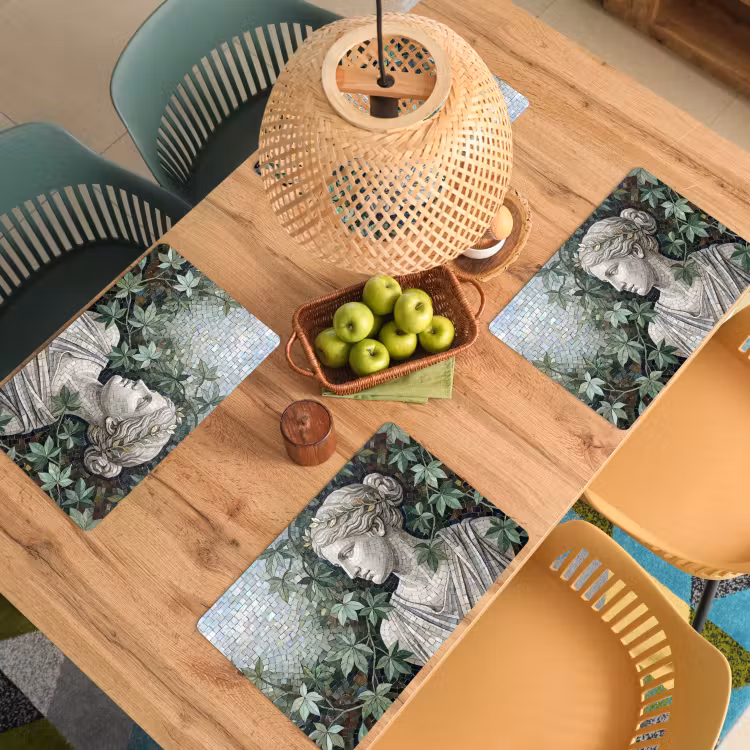 Vrouw - Klassiek - Mozaiëk - Natuur - Groen Placemat vinyl groot -zzsfeer5_Kitchenyeah-website