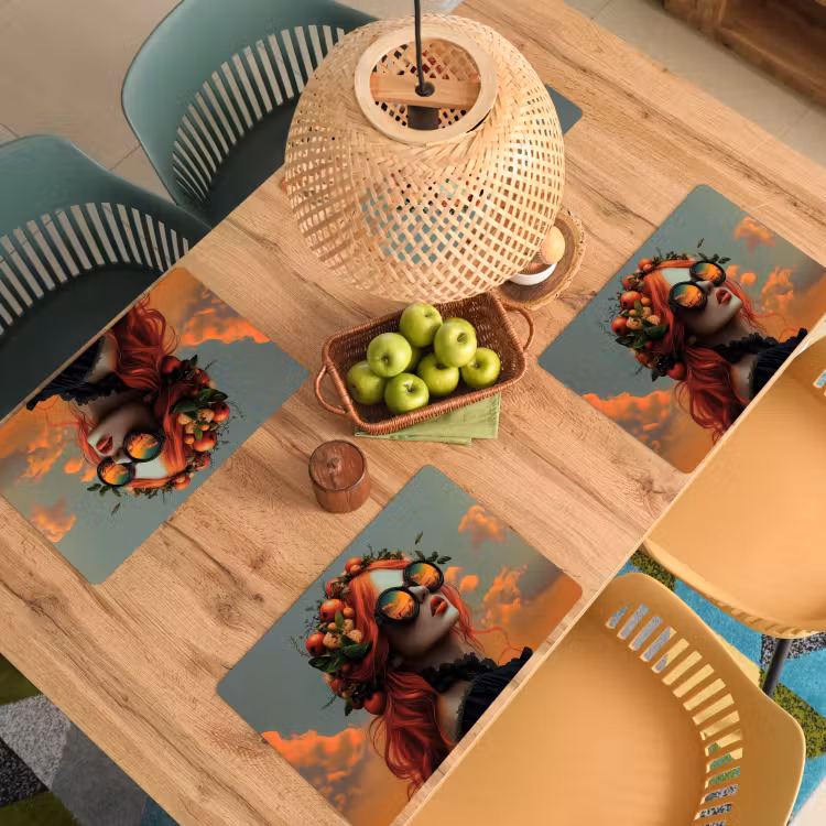 Vrouw - Kroon - Tomaat - Bascilicum - Zonnebril Placemat vinyl groot -zzsfeer5_Kitchenyeah-website