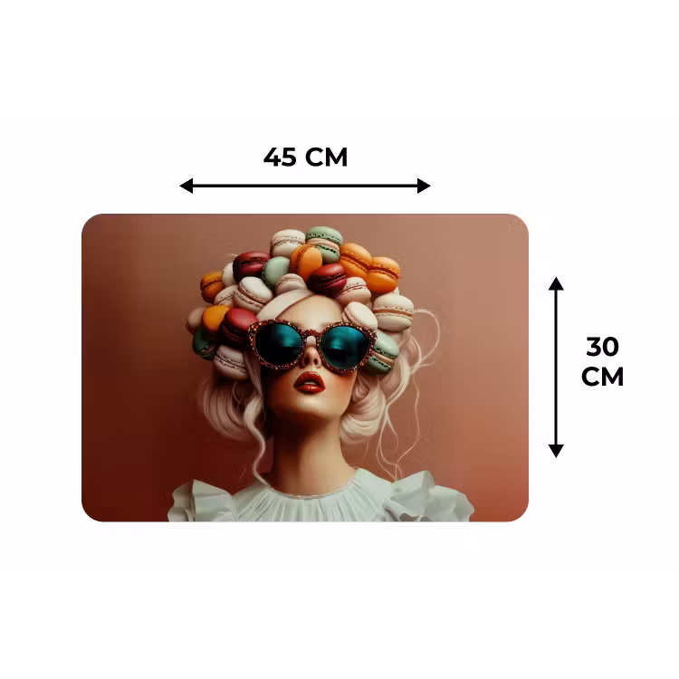 Vrouw - Macarons - Bril Placemat vinyl groot -specs