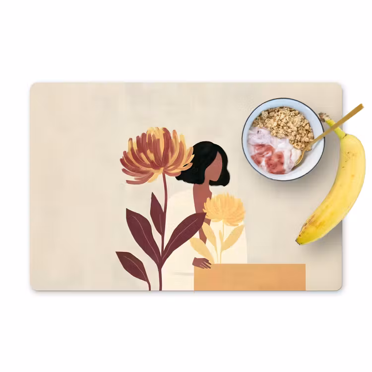 Vrouw - Minimalistisch - Bloem Placemat vinyl groot -zzzproduct_Kitchenyeah-website