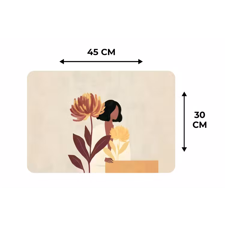 Vrouw - Minimalistisch - Bloem Placemat vinyl groot -specs