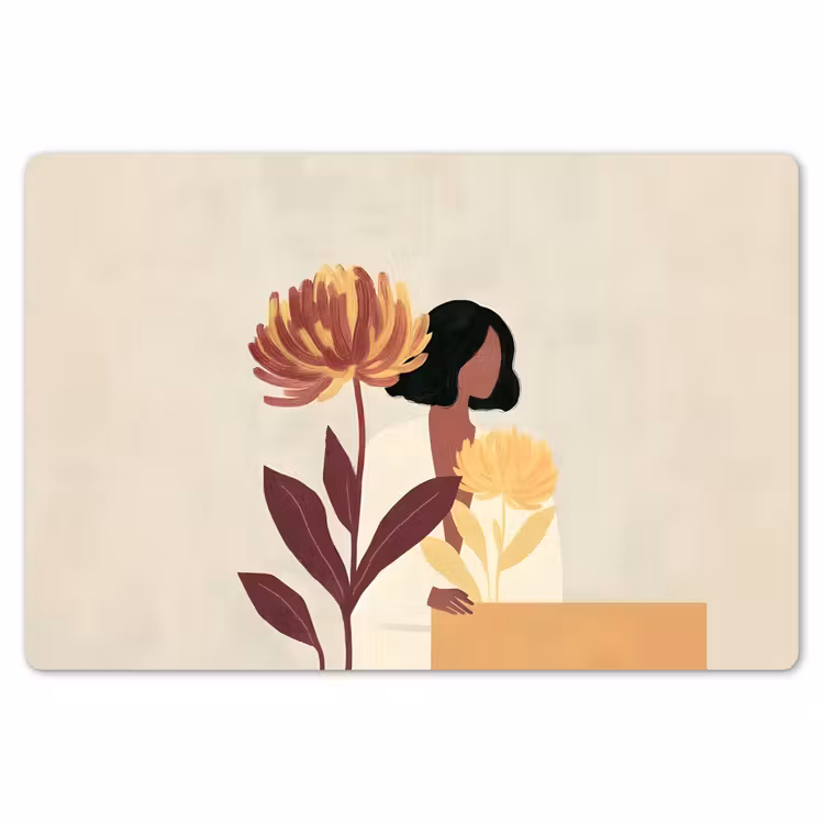 Vrouw - Minimalistisch - Bloem Placemat vinyl groot -zzsfeer1_Kitchenyeah-website