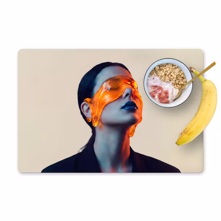 Vrouw - Oranje - Abstract - Modern - Kleurrijk Placemat vinyl groot -zzzproduct_Kitchenyeah-website