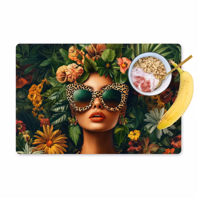Vrouw - Panterprint - Jungle - Natuur - Luxe Placemat vinyl groot -zzzproduct_Kitchenyeah-website