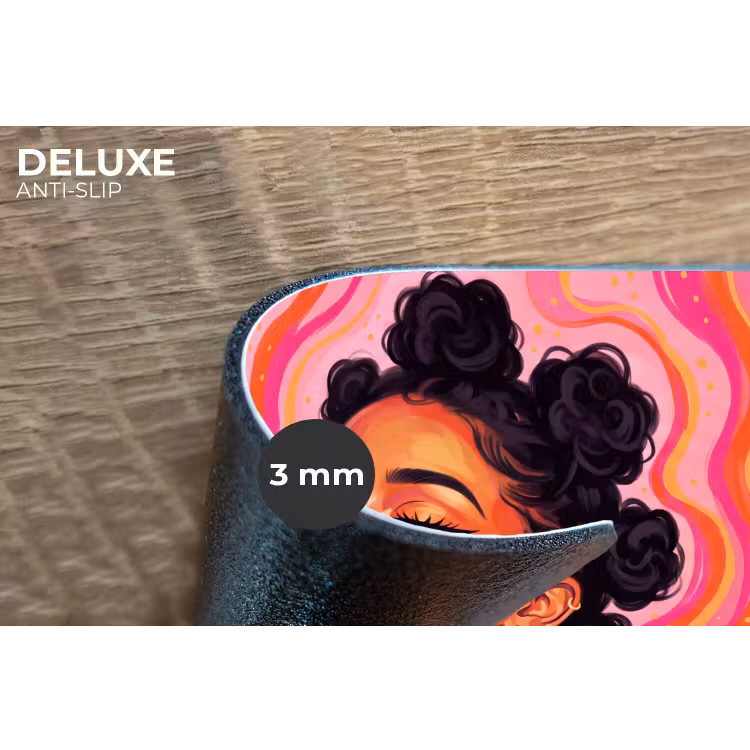 Vrouw - Portret - Abstract - Kleurrijk - Roze Placemat vinyl groot -closeup