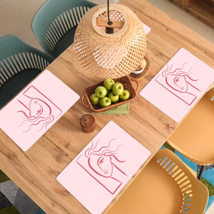 Vrouw - Portret - Abstract - Lijnkunst - Rood Placemat vinyl groot -zzsfeer5_Kitchenyeah-website