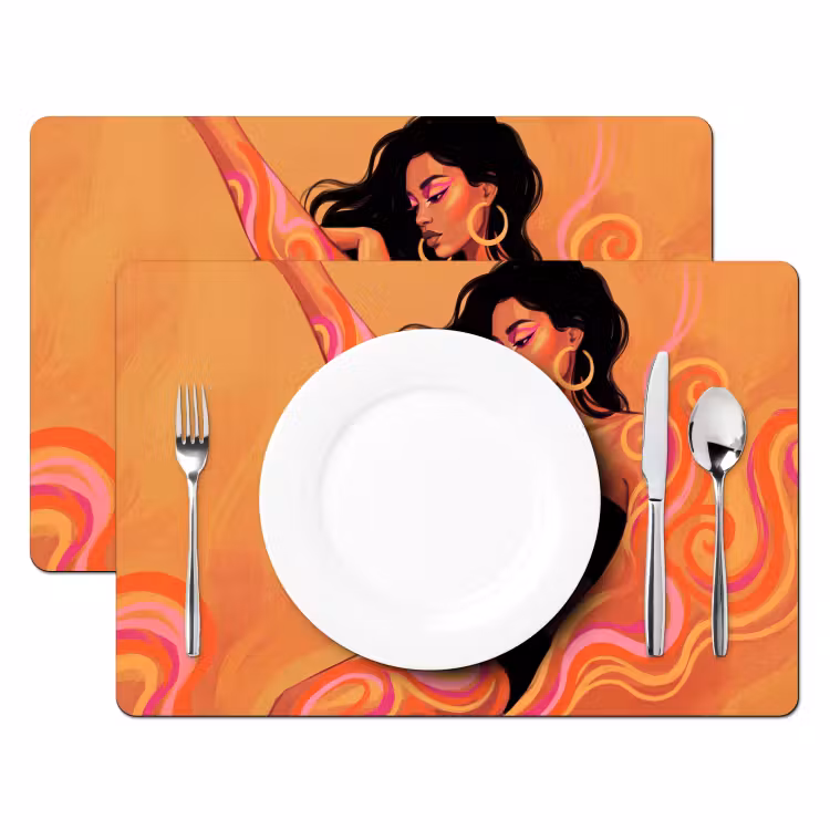 Vrouw - Portret - Abstract - Modern - Kleurrijk Placemat vinyl groot -zzsfeer2_Kitchenyeah-website
