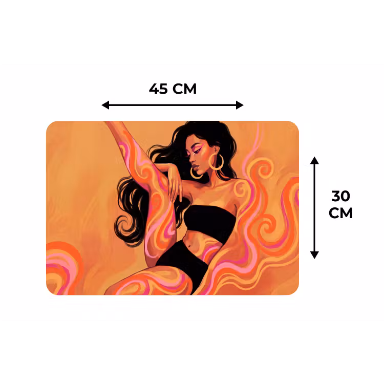 Vrouw - Portret - Abstract - Modern - Kleurrijk Placemat vinyl groot -specs
