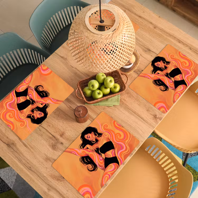Vrouw - Portret - Abstract - Modern - Kleurrijk Placemat vinyl groot -zzsfeer5_Kitchenyeah-website