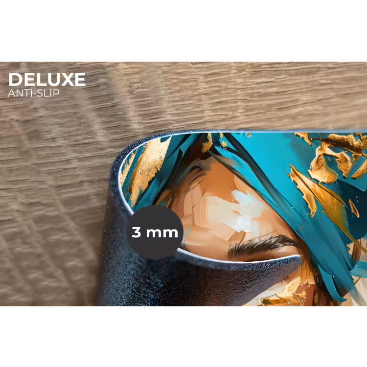 Vrouw - Portret - Goud - Luxe - Blauw Placemat vinyl groot -closeup