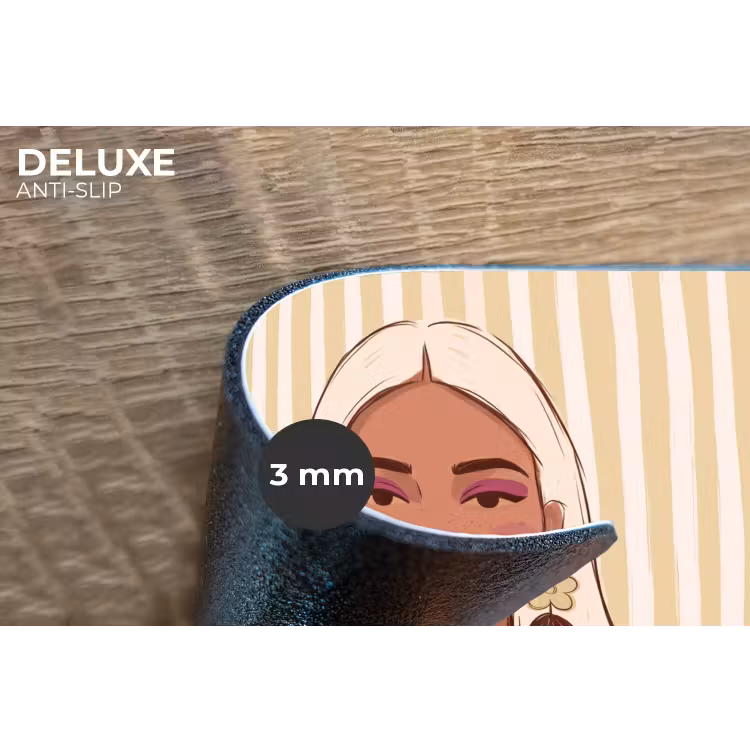 Vrouw - Portret - Illustratie - Modern - Roze Placemat vinyl groot -closeup