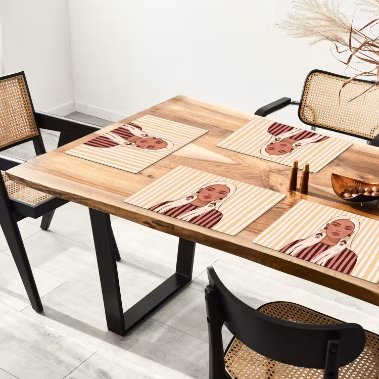 Vrouw - Portret - Illustratie - Modern - Roze Placemat vinyl groot -zzsfeer4_Kitchenyeah-website