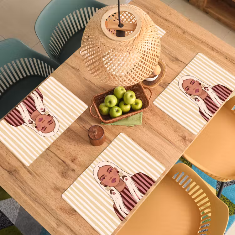 Vrouw - Portret - Illustratie - Modern - Roze Placemat vinyl groot -zzsfeer5_Kitchenyeah-website