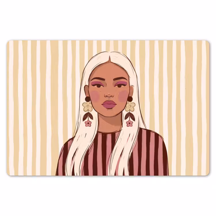Vrouw - Portret - Illustratie - Modern - Roze Placemat vinyl groot -zzsfeer1_Kitchenyeah-website