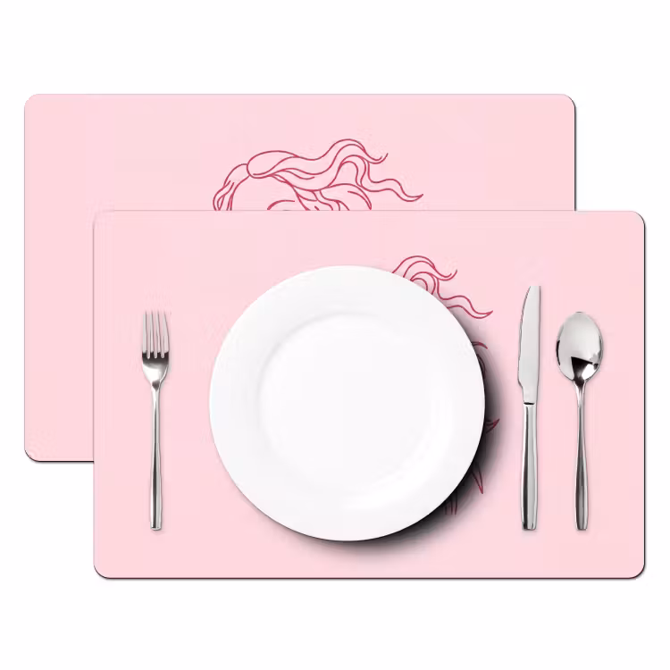 Vrouw - Portret - Klassiek - Line-art - Roze Placemat vinyl groot -zzsfeer2_Kitchenyeah-website