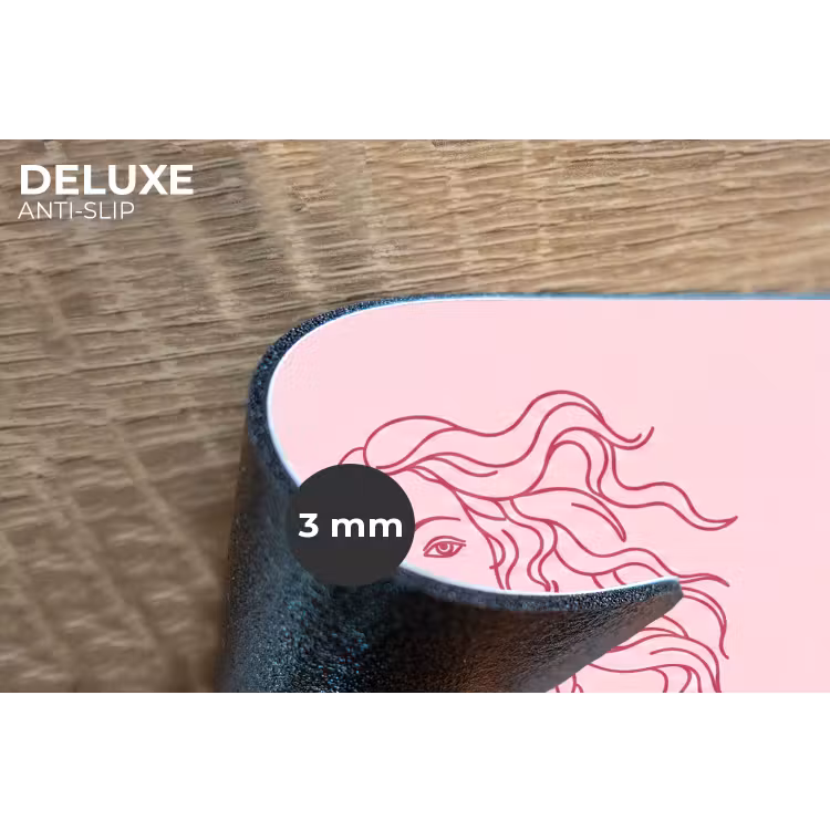 Vrouw - Portret - Klassiek - Line-art - Roze Placemat vinyl groot -closeup
